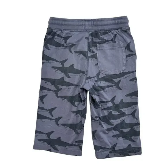 BODEN Shark Print Blue Long Line Baggies Knit Shorts Size 8Y 128cm Boys Cotton - Picture 2 of 4